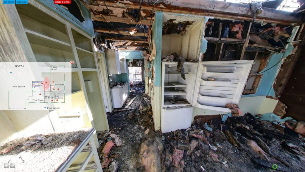 Fire Arson Crime Scene Reconstruction using 360 Virtual Tours
